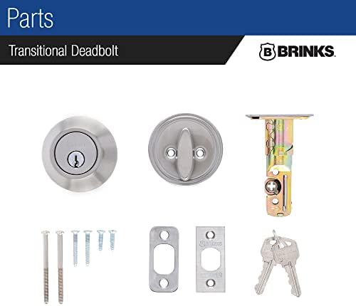 Brinks - Cilindro único de transição Deadbolt, níquel de cetim - construído para proteção residencial rigorosa com segurança da