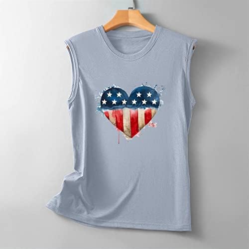 4 de julho Tank Top Women American Flag Heart Graphic Tees USA Estrelas listradas camisas sem mangas Independence Day