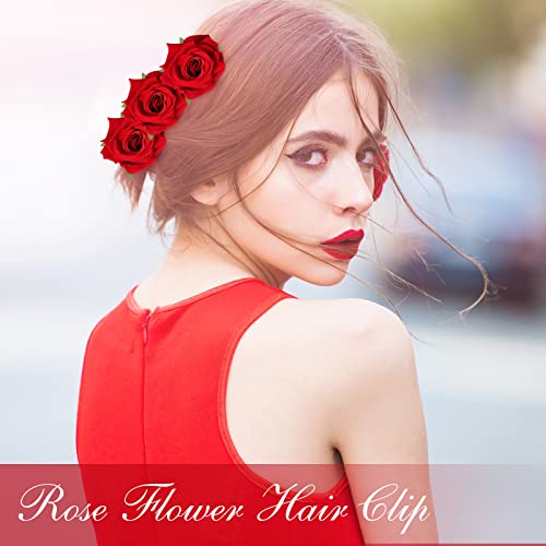 24 peças Rose Flower Clip Clip pequeno broche de flores clipes de flores elegantes para cabelos broches florais para mulheres Acessórios