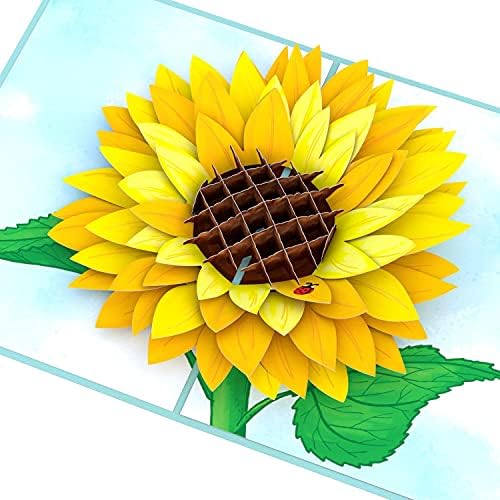 Cartão pop-up do LovePop Sunflower Bloom, cartão de felicitações 5x7-3d, cartão de flor de papel para mamãe, cartão de