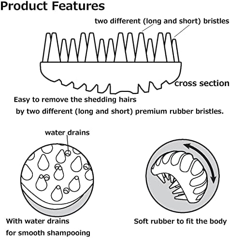 Doggyman Multi-Purpose Ulfrof Soft Rubber Rubber Washable Helfing derramando massagem Shampoo Bath Brush Feito no Japão