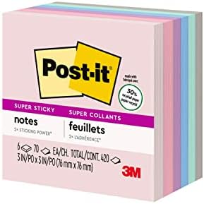 Post-it Super Sticky Recycled Notes, 3 x 3 pol.