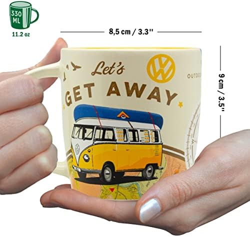 Caneca de café retrô nostálgica-art, Volkswagen Bulli-vamos fugir-Ideia de presente de ônibus VW, xícara de cerâmica,