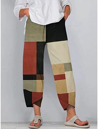 UKTZFBCTW Mulheres grandes com calças de pernas largas de bolso duplo abstrato de graffiti impressão calça solta calças-3 3xl