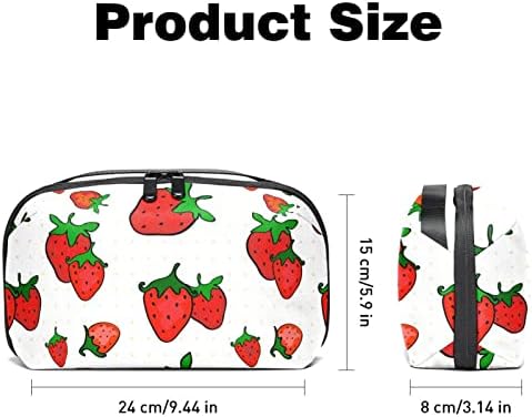 Organizador de eletrônicos, bolsa de cosméticos, organizador de viagens eletrônicas, bolsa de tecnologia, padrão de vermelho