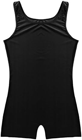 FeShow masculino Spandex Bodysuit Short Tank Tankout Dance Bikeard Unitário