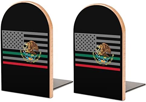 American Mexico Flag Book Impresso Fim Livros de Livros de Madeira 1 Par para Prateleiras Pesado Livro Stand 5 x 3 polegadas