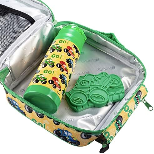 Bentology Kids Lunchag Set- Inclui uma bolsa acolchoada e isolada, Pacote de gelo rígido reutilizável e garrafa de água em aço inoxidável isolada- mantém o almoço fresco para os kits de lancheira mais longa para escolar