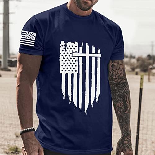 T-shirt de bandeira americana masculina grande e alta 4 de julho Roupas de bandeira americana angustiada Patrioticmuscle Fit Sirts