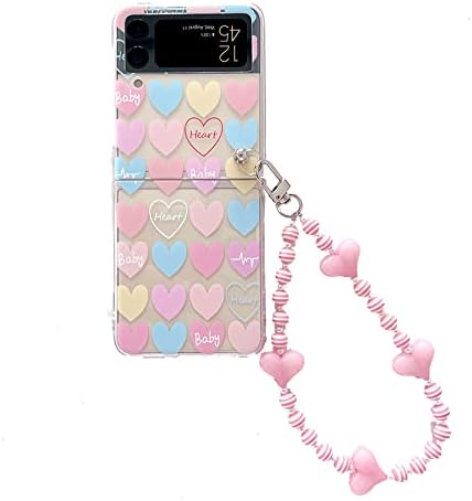 Caso fofo para o Galaxy Z Flip 4 com alça de amortecedor de amoras, o caso das mulheres para Zlip 4 Kawaii cordão, um caso bastante feminino para o Samsung Z Flip 4