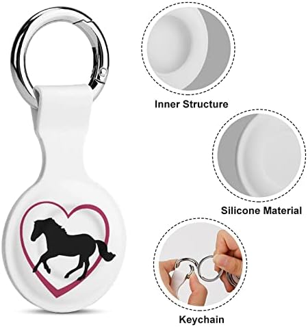 Galloping Horse with Heart Protective Case Case Compatível para Airtag Anti-Perd Locator Solter para carteira de bagagem de