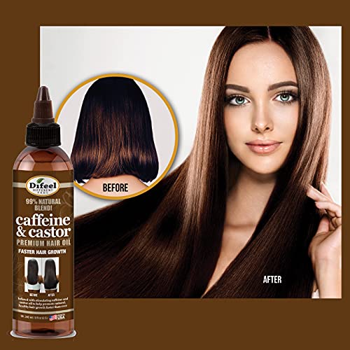 DIFEL 99% Óleo de cabelo premium natural - Óleo de Cabana de Caffeína e Castor 8 oz.