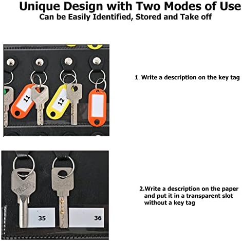 Pokoto portátil Zipper Organizador da caixa de chave com 36 ganchos e tags Livro de armazenamento de chave de couro para armazenamento