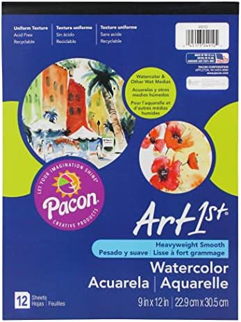 Ucreate aquarela bloco, 90 lb., 9 x 12, 12 folhas, pacote de 6