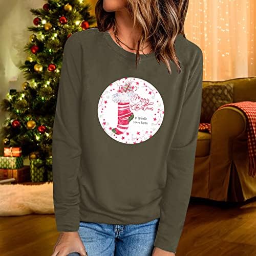 Camisas de Natal DSodan para Mulheres, Casual Casual Casual Camista de Manga Longa Camiseta Loue Tops Sorto Sweothirts