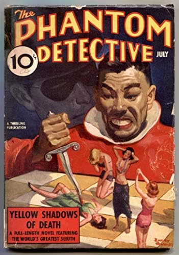 Detetive Phantom Pulp julho de 1938- Capa de ameaça asiática- Sombras amarelas da morte