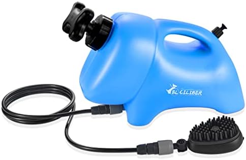 Chuveiro de cachorro portátil com pincel de massagem de silicone de estimação, 8L 2.1 Gal Blue Dog ARRIVA com bomba de mão, dispositivo