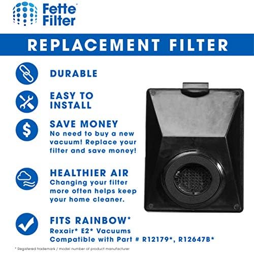 Filtro Fette - Filtro de vácuo Compatível com arco -íris R12179, R12647B, R10520, E2 Black, E2 Silver, E2 Gold Washable Filters - pacote