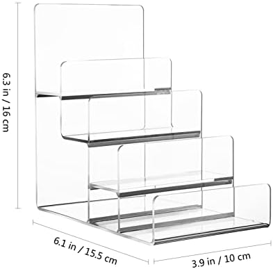 Cabilock 4-Tiers Organizador acrílico Polícia de carteira Stand Stand Riser Riser, exibição Riser Acrylic Triered Display