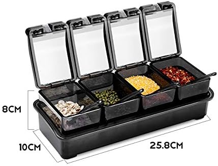 WPYYI Multifunction Spoon 4 Compates Spice Box Recipiente de armazenamento Sal