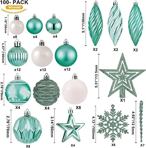 Ornamentos de bola de Natal de 100ct - Discurso de árvore de penduramento à prova de quebra com pacote de presentes