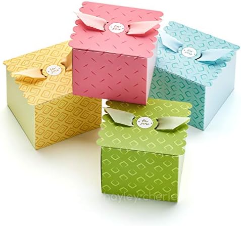 Hayley Cherie - Caixas de tratamento de presente floral com fitas e tampas - Cartão de 350gsm grosso - 4 x 4 x 3,2 polegadas