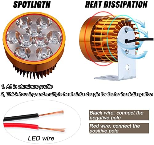 Luzes de acionamento de motocicleta C-Oriental, luz de nevoeiro LED de fãs LED de holofote universal de 12V-80V, luzes de farol à prova d'água para o carro de carro de carro de carro