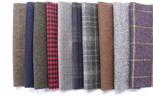 Tweed britânico de lã Remnants Offcuts Squares Crafts 10 peças 9x9 polegadas, feitas na Grã -Bretanha…