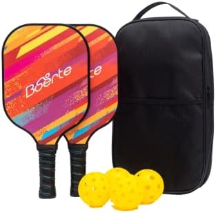 Conjunto de pickleball da Boerte X-Foil, pó de pickleball de grafite conjunto de 2 e 4 bolas de pickleballs, bolsa de equipamentos