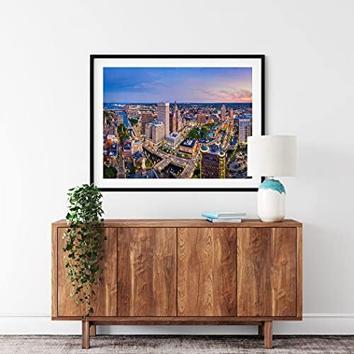 Diamond Painting City Aerial Panorama de Providence Skyline no anoitecer é o Estado da capital Rhode Island, fundado em 1636 para kits de pintura para adultos, arte de diamante perfeita para decoração de parede em casa 16 x20