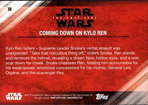 2018 Topps Star Wars The Last Jedi Série 2 Purple 18 Descendo no cartão de negociação de Kylo Ren em condição bruta