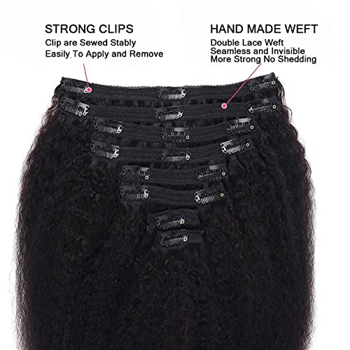 Clipe reto bly kinky em extensões de cabelo para cabelos humanos reais yaki clipe natural sem costura natural para mulheres