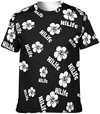 Hilife Hawaii Men 3D Impressão de camiseta casual de manga curta Round Pescoço Graphic Tee Blouse Tops