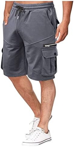 Shorts masculinos casuais, shorts de verão masculinos soltos de cinco pontos casuais com zíper de vários bolsos masculinos