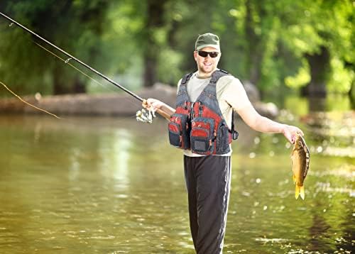 Colete de pesca com mosca com pellor com vários bolsos de pesca com mochila de colete de pesca de malha respirável ao