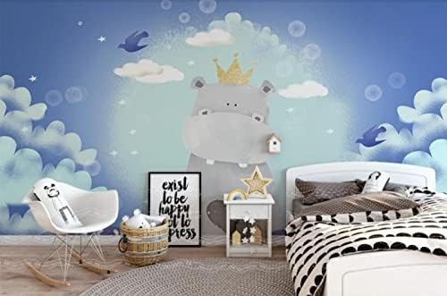 Papel de parede 3d personalizado cartoon nórdicos hipopatom hippo kid's background parede para sala de estar decoração de