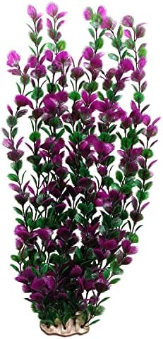 UNOTEL Lantian Grass Cluster Purple Folhas Aquário Décé Plantas de Plástico Extra grande 21 polegadas de altura 6522