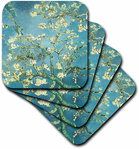 3drose CST_110452_2 Blossoming Tree Tree vintage Van Gogh Soft Coasters, conjunto de 8