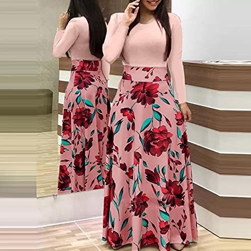 Vestidos de primavera para mulheres 2023, feminino com manga longa estampa floral Festas de casamento soltas Festas maxi vestidos