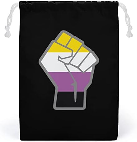 Punho elevado Punho não binário Pride Canvas Storage Bolsa de armazenamento reutilizável Saco de bolsa de bolsa de cordão