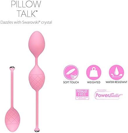 Pillow Talk Frisky Pleasure Kegel Balls, material de silicone premium com botão de cristal Swarovski, exercícios