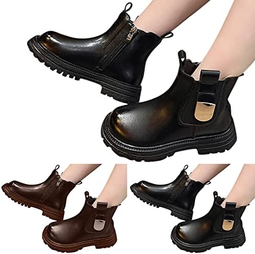 Outono e inverno infantil botas meninas botas de tornozelo de fundo grosso não deslizante para o lado superior de ouro da parte