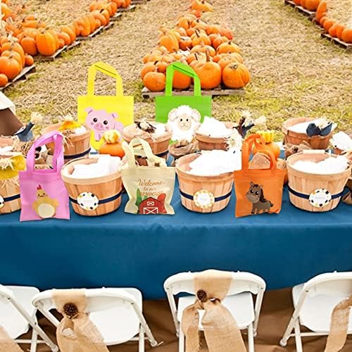 Banballon Farm Animal Party Favor Bags Barnyard Birthday Goodie Treat Bags Reutiltable Gift Sachs for Farm Theme Birthday Party Classroom Supplies de chá de bebê, pacote de 24