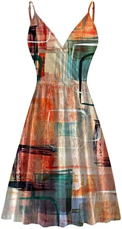 Vestido de primavera para mulheres, verão feminino, feminino, moda casual sem mangas Vestido de estampa floral de decote em V