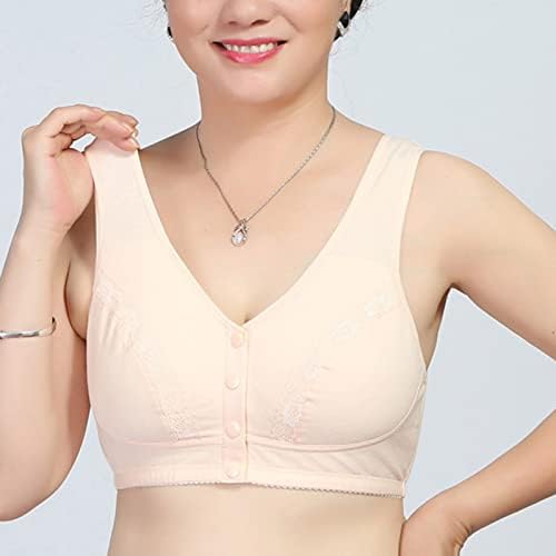 BRA Free Womens Wirefree, Botão Fechamento frontal Bralette sem fio Cobertura suporta todos os dias Bras pós -cirurgia