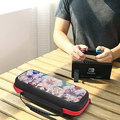 Anime Girl Bag, Switch Travel Transporting Case para Switch Lite Console e acessórios, bolsas de armazenamento de organizador de cobertura protetora com 10 cartas de jogo bolso
