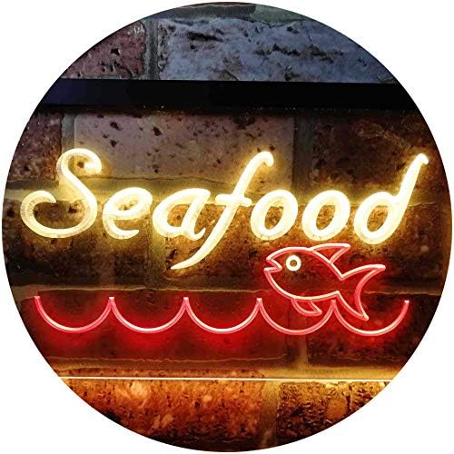 AdvPro Seafood Fish Restaurant Dual Color LED NEON SILH