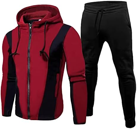 Men's Autumn e Winter Suit Plus Velvet Autocultivação Jaqueta de costura de calça de calça de calça com capuz