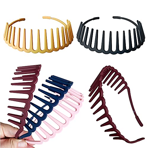 Springtime 6pcs Bandas de cabeça coloridas para femininas para femininas plásticas com fios de cabelo de dentes Zip Zap