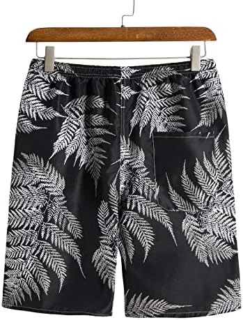 Shorts para homens homens casuais tiles de cordão de cordão impresso na cintura casual no meio do verão com shorts elegantes de bolso masculino para